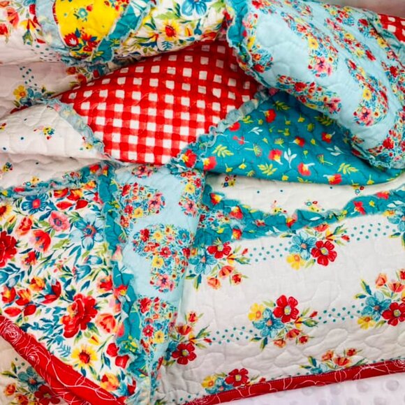 Baby Toddler Crib Quilt Blanket Pioneer Woman Handmade Binding 45"X45" Soft Nice - Picture 2 of 12